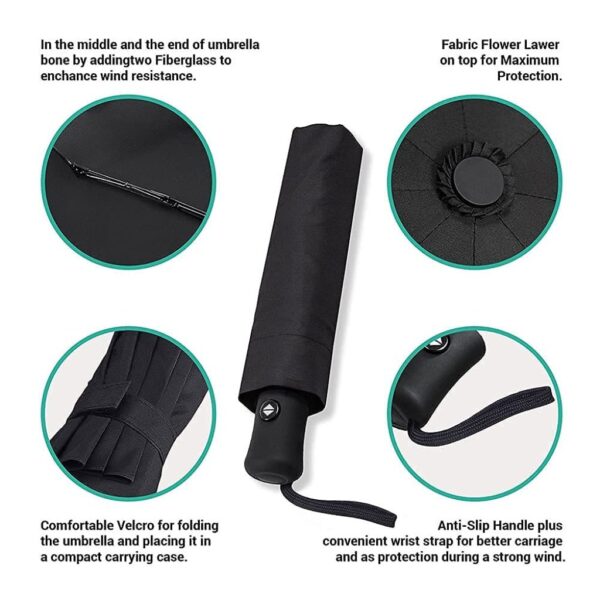 Auto Open Close Umbrella Black
